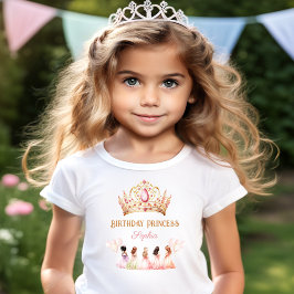 Verjaardag Meisje Prinses Kroon Roze Gouden Pastel T-shirt