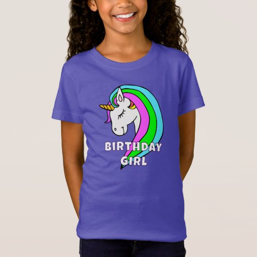 Verjaardag Meisje Rainbow Unicorn Meisje T-shirt (Voorkant)