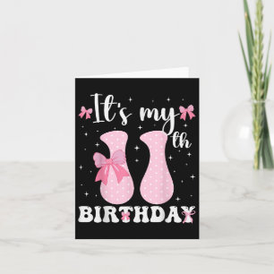 Verjaardag Meisje Roze Coquette Bow 11 Jaar Oud Ae Kaart