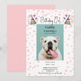 Verjaardag Meisje Roze Huisdier Foto Verjaardagsfe Kaart