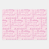 Verjaardag Meisje Roze Schattige Voeg een naam gep Inpakpapier Vel (Voorkant)