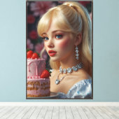 Verjaardag Meisje Stretched Canvas Print (Insitu (Houten vloer))