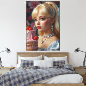 Verjaardag Meisje Stretched Canvas Print (Insitu (Slaapkamer))