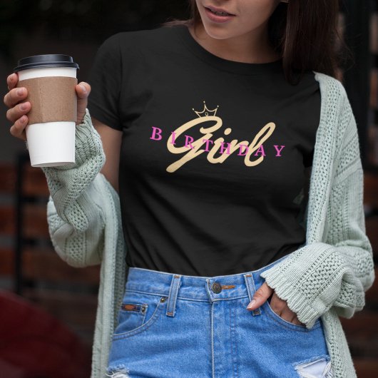 Verjaardag Meisje Typografie & Kroon, Eenvoudig, M T-shirt
