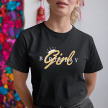 Verjaardag Meisje Typografie & Kroon, Eenvoudig, M