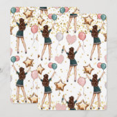 Verjaardag Meisje Uitnodiging (Voorkant / Achterkant)