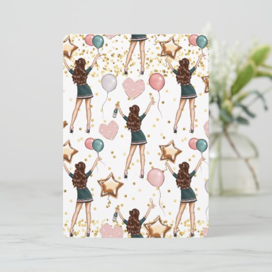 Verjaardag Meisje Uitnodiging (Staand voorkant)