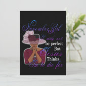 Verjaardag | Meisje van november I kan niet perfec Feestdagenkaart (Staand voorkant)
