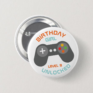Verjaardag Meisje Videospelletjes Thema Party Ronde Button 5,7 Cm