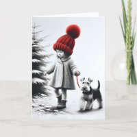 Verjaardag Meisje Wandelen Een Welsh Terrier