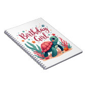 Verjaardag Meisje Zee Schildpad Thema Verjaardagsf Notitieboek (Rechterzijde)