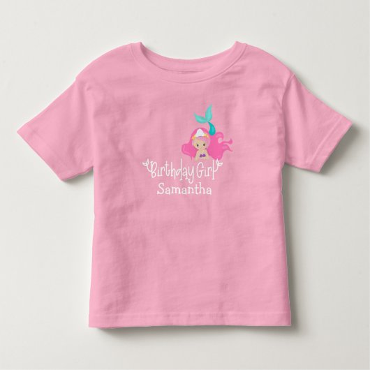 Verjaardag Meisje Zeemeermin Leeftijd Aangepast Ge Kinder Shirts (Voorkant)