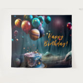 Verjaardag Melkweg Outer Space Taart Banner Wandkleed (Voorkant (horizontaal))