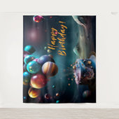 Verjaardag Melkweg Outer Space Taart Banner Wandkleed (Voorkant)