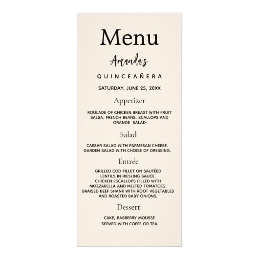 Verjaardag Menu beige foto leuke weetjes (Voorkant)