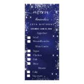 Verjaardag Menu blauw zilver foto leuke weetjes ke (Voorkant)