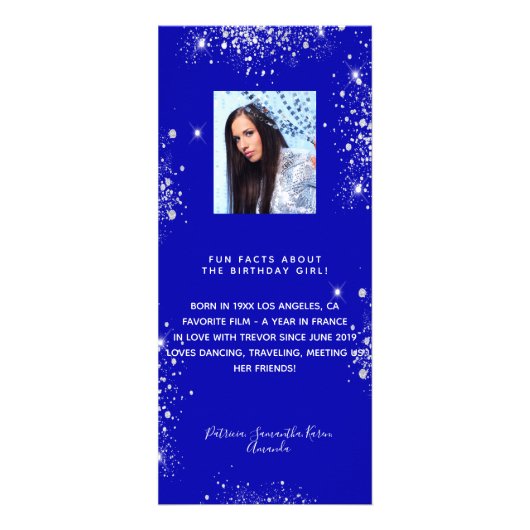 Verjaardag Menu koninklijk blauw zilver foto leuke (Achterkant)