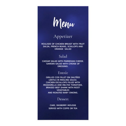 Verjaardag Menu programma navy blauw wit (Voorkant)