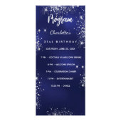 Verjaardag Menu programma navy blauw zilver sparkl (Achterkant)