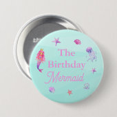Verjaardag Mermaid Party Ronde Button 7,6 Cm (Voorkant /achterkant)