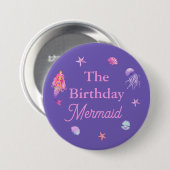 Verjaardag Mermaid Party Ronde Button 7,6 Cm (Voorkant /achterkant)