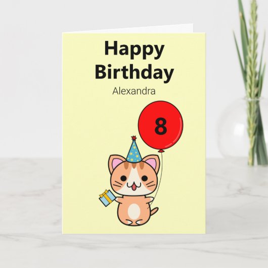 Verjaardag met Aangepaste Cute Cat Kaart (Voorkant)