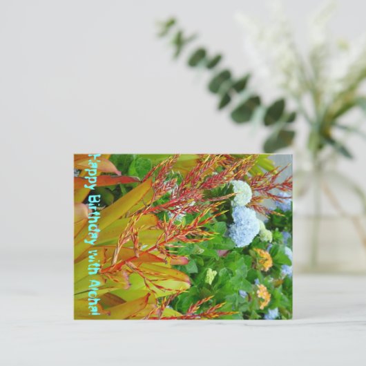 Verjaardag met Aloha briefkaart (Staand voorkant)