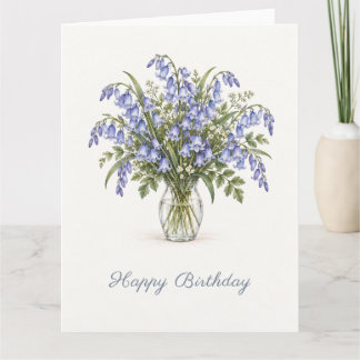 Verjaardag met Blauwe Klokjes Bloemen Kaart