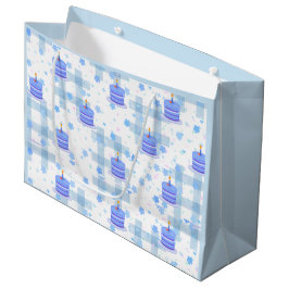 Verjaardag met blauwe thema groot cadeauzakje
