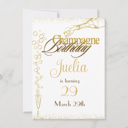 Verjaardag met champagne kaart (Voorkant)