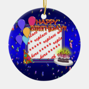 Verjaardag met Confetti  Fotolijst Keramisch Ornament
