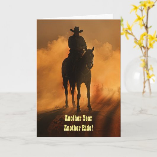 Verjaardag met Country Western Cowboy Voor Hem Kaart (Gele Bloem)