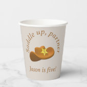 Verjaardag met cowboythema papieren bekers (Voorkant)