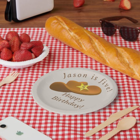 Verjaardag met cowboythema papieren bordje (Picknick)