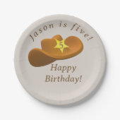 Verjaardag met cowboythema papieren bordje (Voorkant)