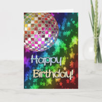 Verjaardag met discobal en regenboog van sterren