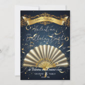 Verjaardag met een luxe fanthema | Goud en marine  Kaart (Voorkant)