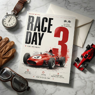 Verjaardag met een Vintage Formule Raceauto Kaart