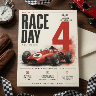 Verjaardag met een Vintage Formule Raceauto Kaart