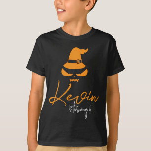 Verjaardag met eigen Halloween pompoen heksenhoed T-shirt