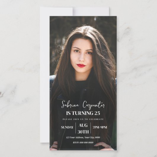 Verjaardag met fotouitnodiging aankondiging (Voorkant)