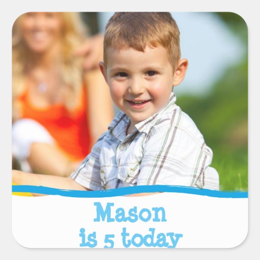 Verjaardag met gepersonaliseerde foto voor elke le vierkante sticker (Voorkant)