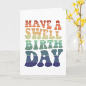 Verjaardag met geweldige moderne regenboogtinten kaart (Gele Bloem)