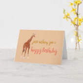 Verjaardag met giraffe illustratie kaart (Gele Bloem)