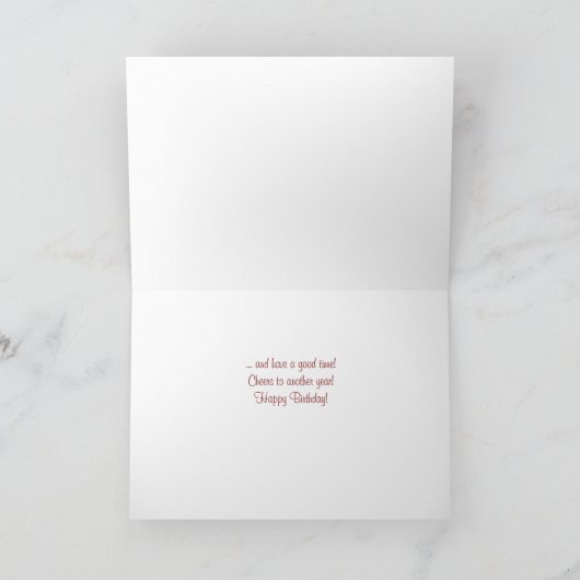 Verjaardag met glas wijn en kaarsen Rozen Feestdagen Kaart (Binnen)