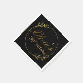 Verjaardag met gouden lijst gepersonaliseerd servet (Hoek)