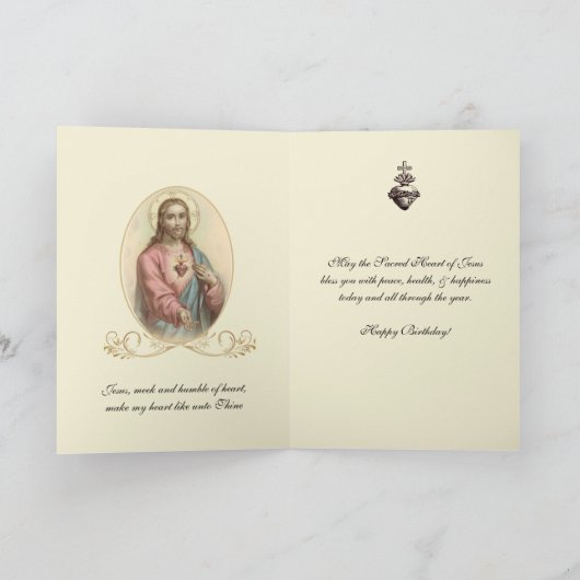 Verjaardag met het Heilig Hart van Jezus Religieus Kaart (Binnen)