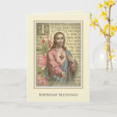 Verjaardag met het Heilig Hart van Jezus Religieus Kaart (Gele Bloem)