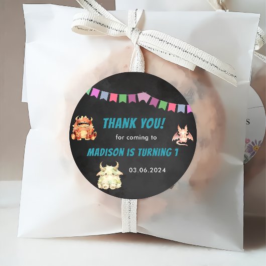 Verjaardag met het thema Little Monster Bedankjes Labels