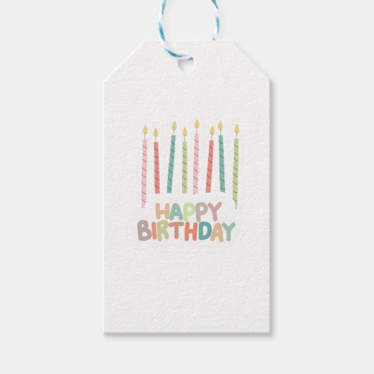 Verjaardag met kaarsen  cadeaulabel (Voorkant)